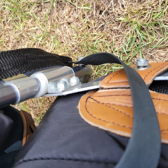 Vintage Jansport External Frame Backpack Blue Leather Patch Hiking Trail Backpac - Picture 11 of 16
